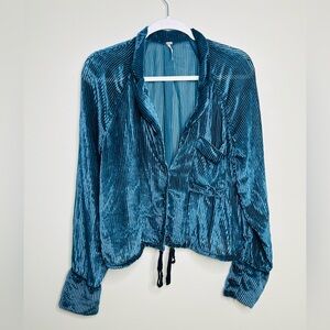 Free People Spirulina Aspen Nights Jacket in Teal - Boho